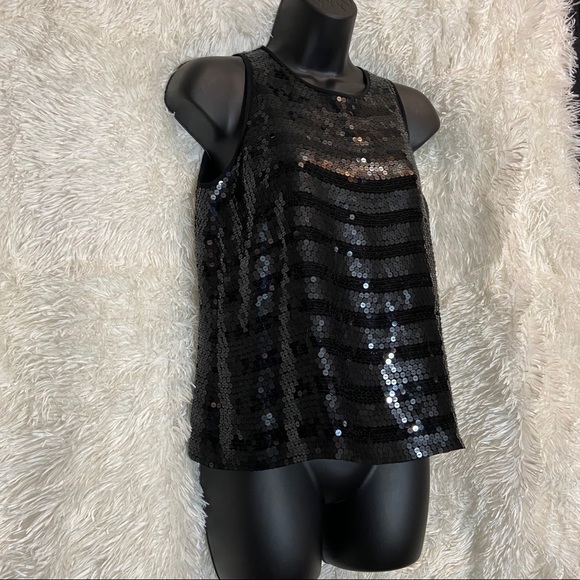 Jones New York Silk Black Sequin Dressy Top - Sz 4 - Picture 3 of 8
